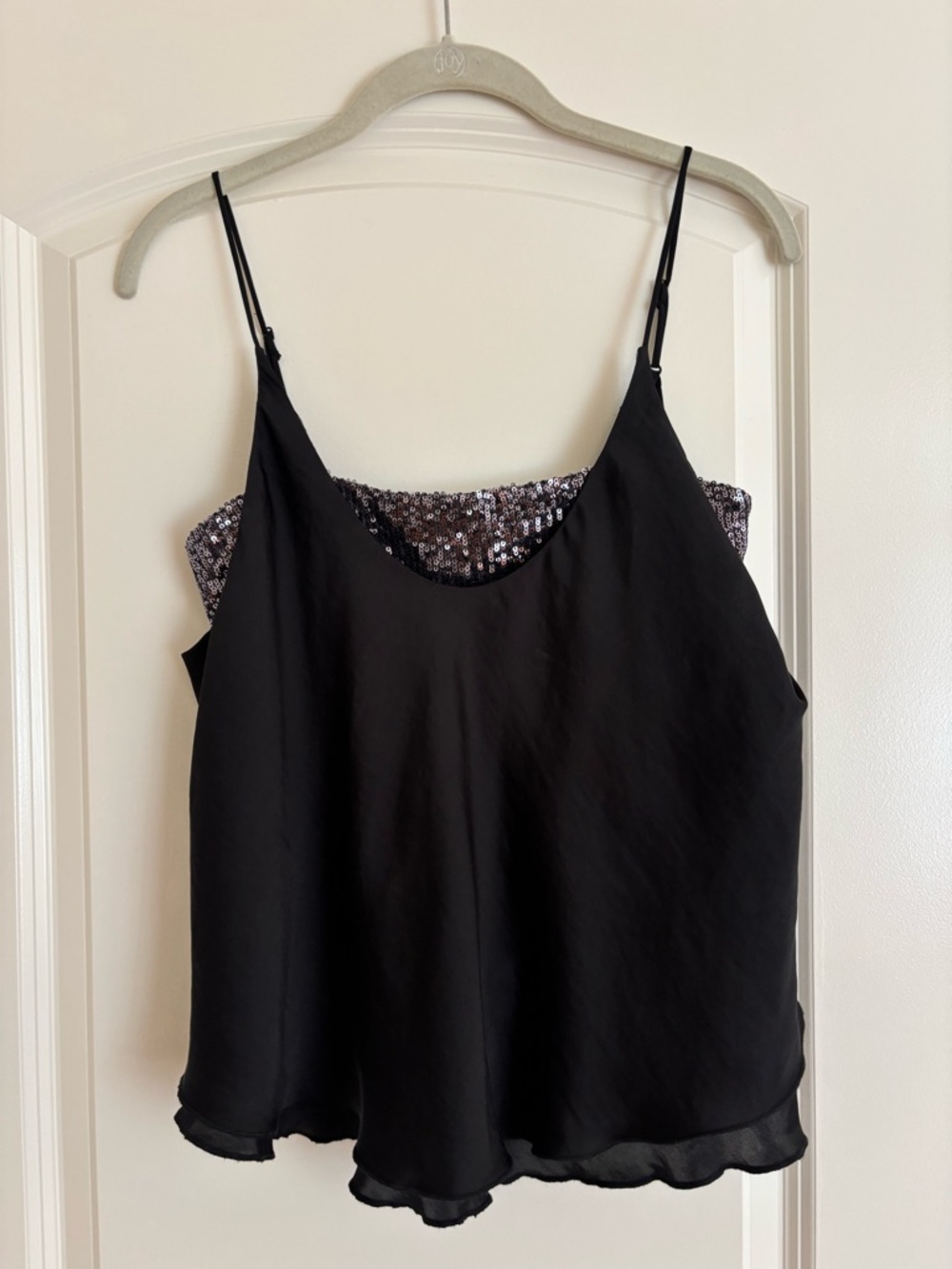 Free People Black Sequin-Back Layered Camisole